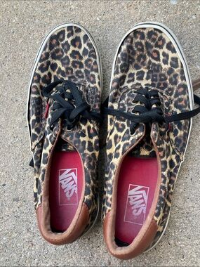 Vans Leopard-Print Low-Top Sneakers in Black, Brown, Cream